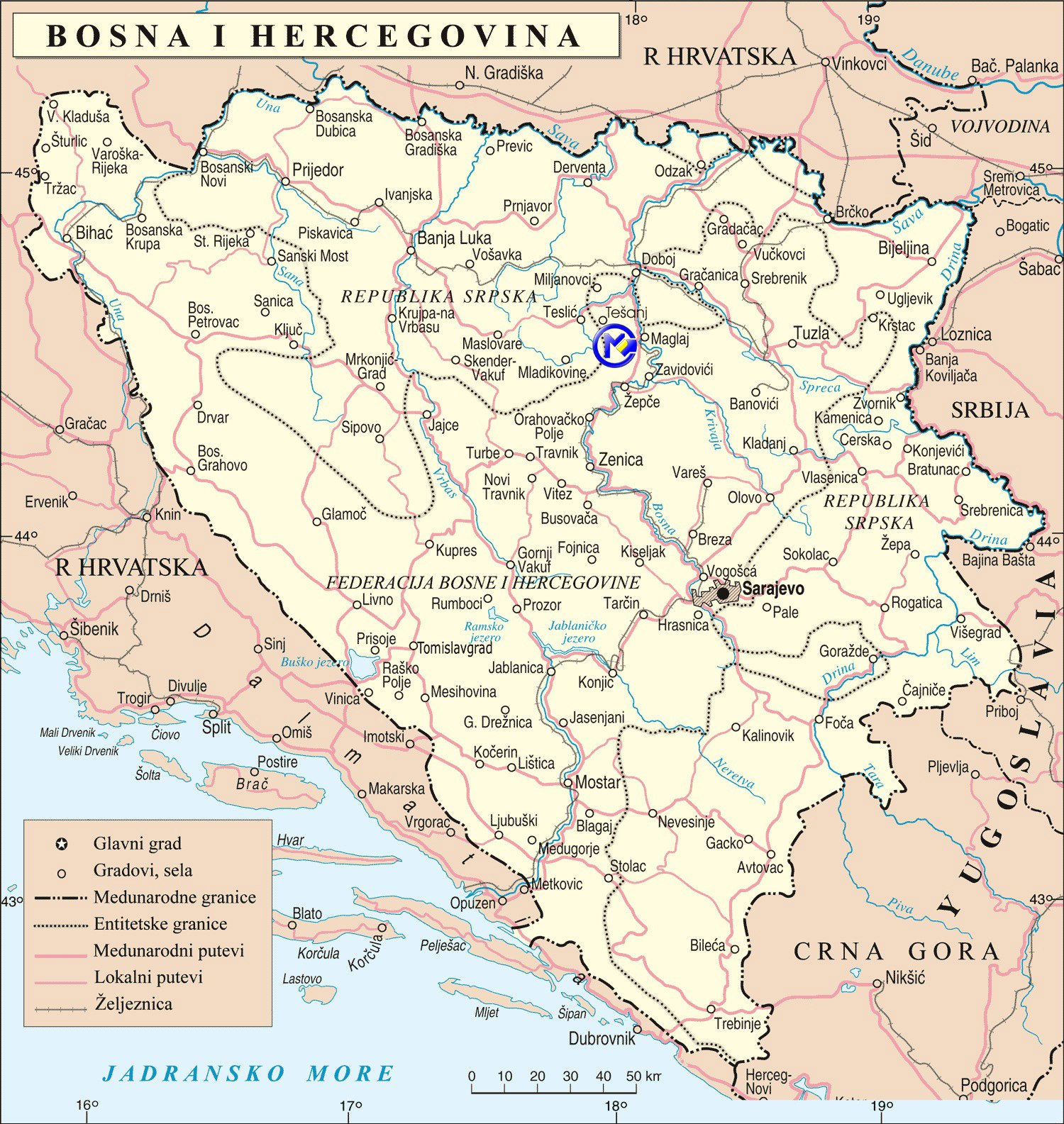 bosna i hercegovina mapa Bosna a Hercegovina,Mapa Bosny,Informace o zemi,Počasí online bosna i hercegovina mapa